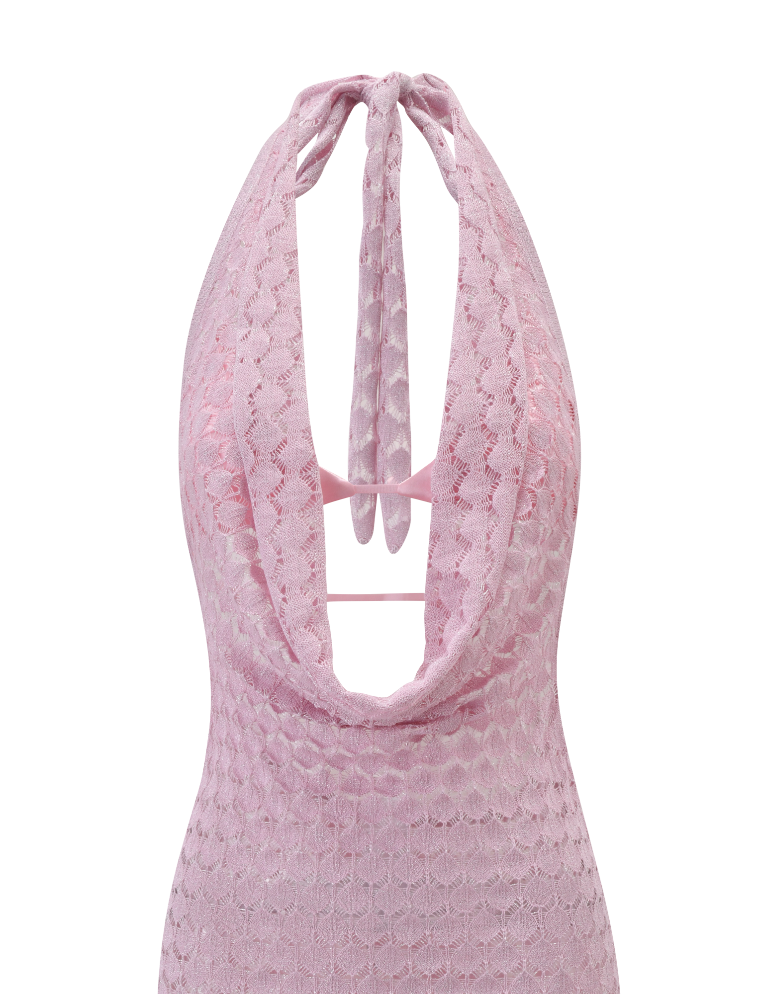 MAKENZIE CROCHET MINI DRESS - SHIMMER PINK