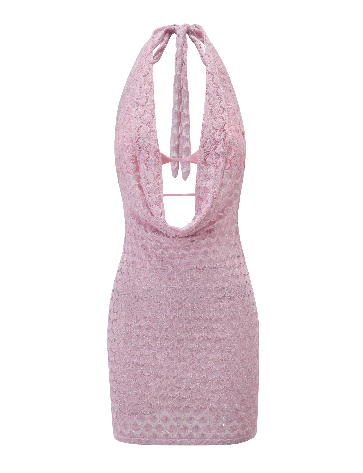 MAKENZIE CROCHET MINI DRESS - SHIMMER PINK
