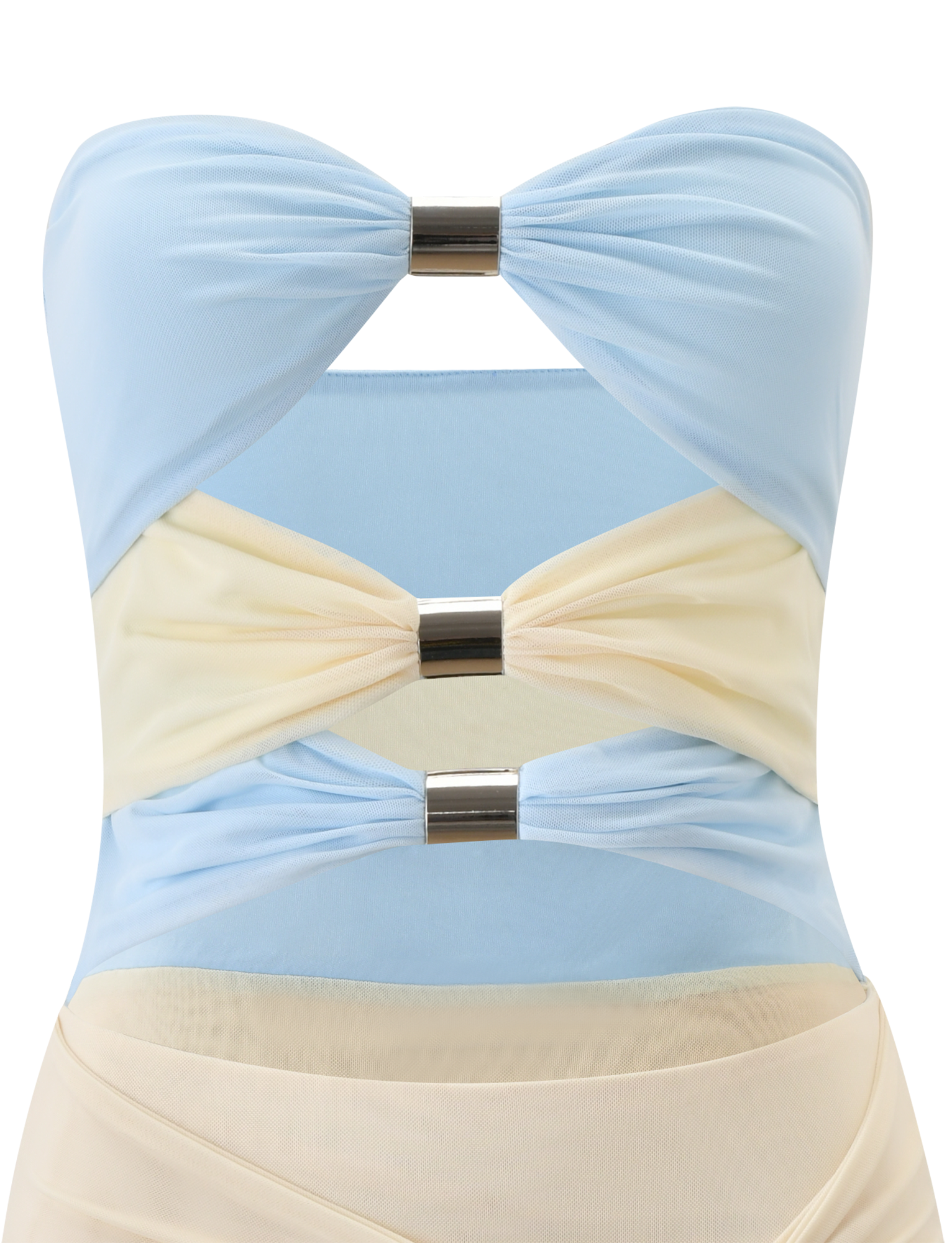 TWYLA MIDI DRESS - CREAM AND BLUE