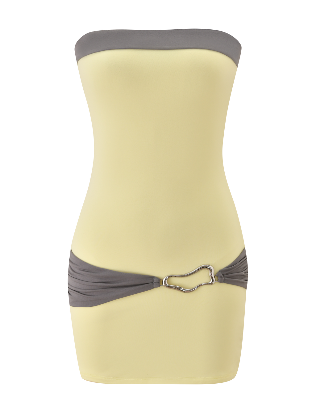 EOS MINI DRESS - BUTTER YELLOW AND GREY