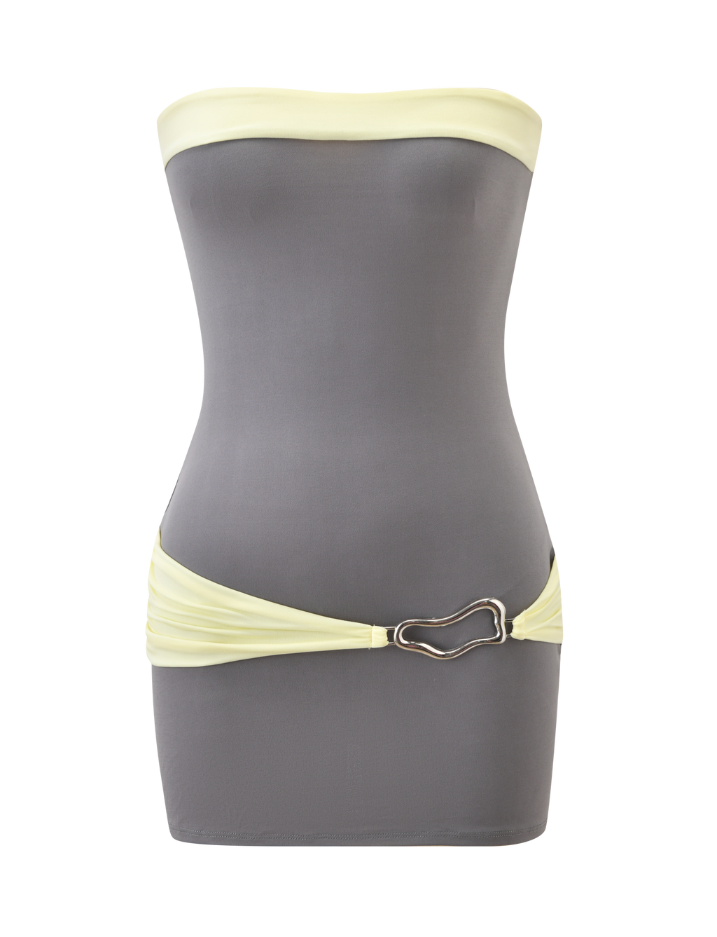 EOS MINI DRESS - GREY AND YELLOW