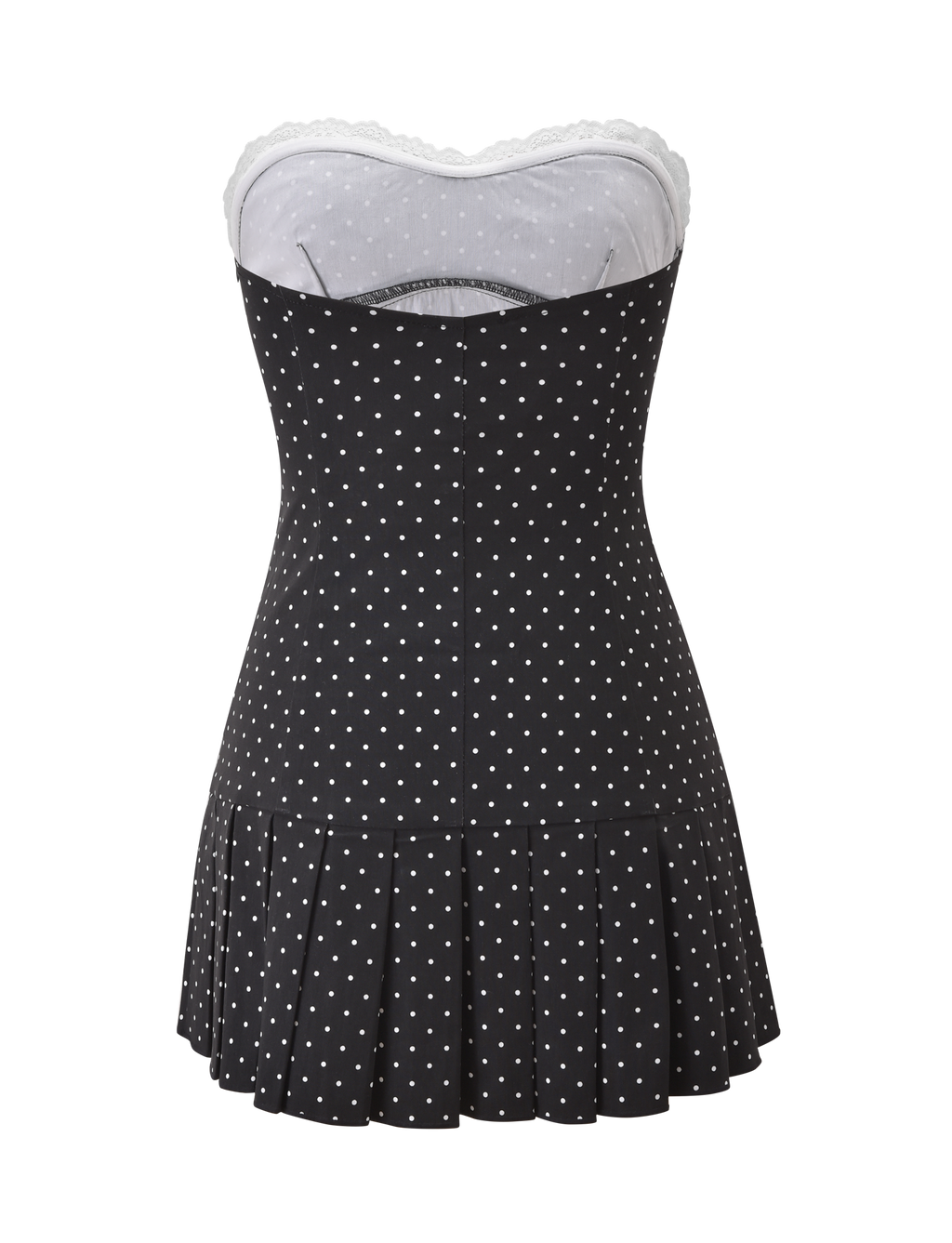 KITTIE LACE PLEAT DRESS - BLACK DOT