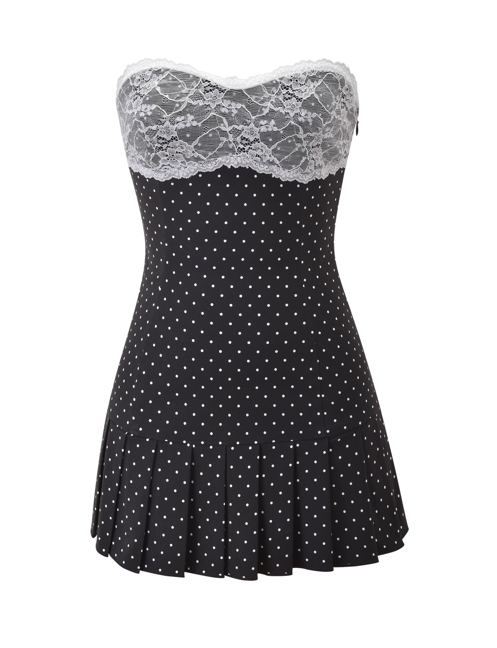 KITTIE LACE PLEAT DRESS - BLACK DOT