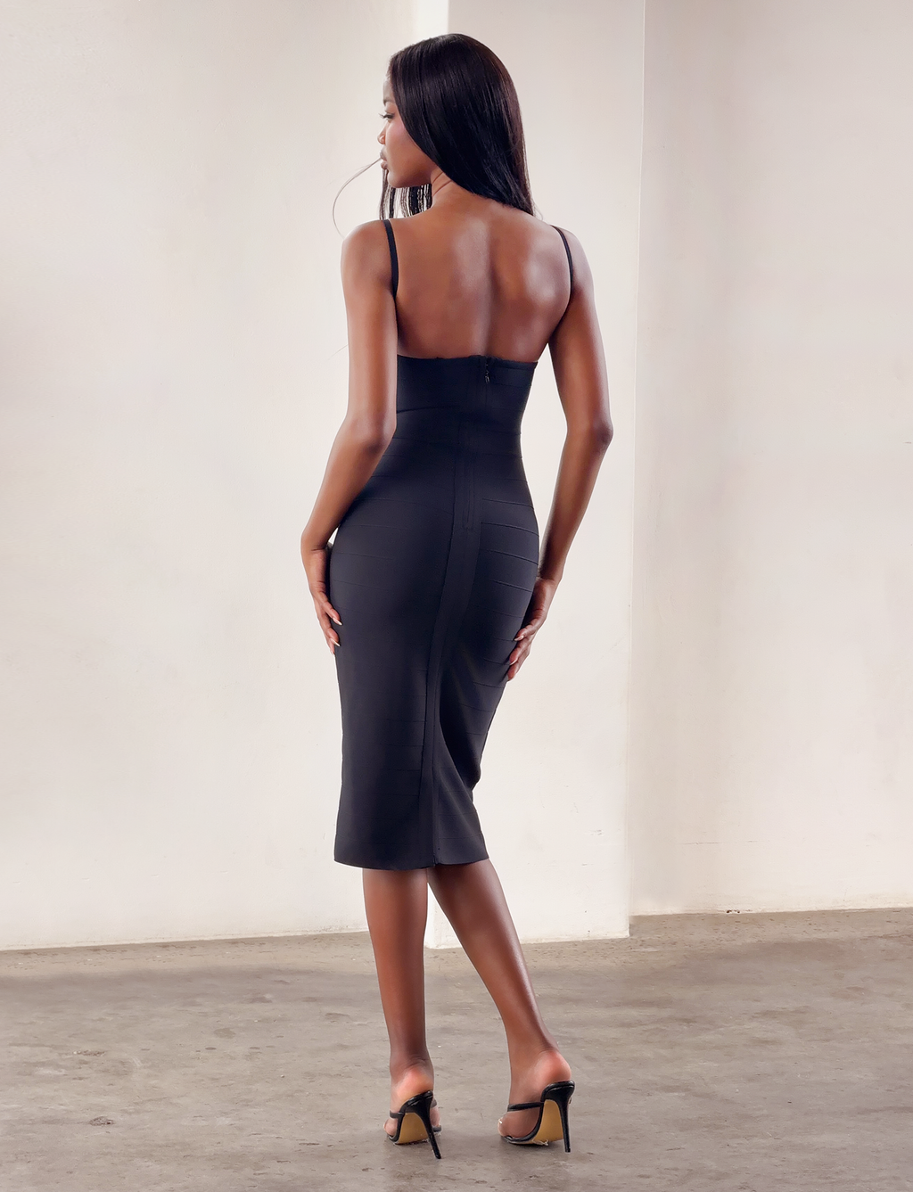 MIDORI MIDI BANDAGE DRESS - BLACK