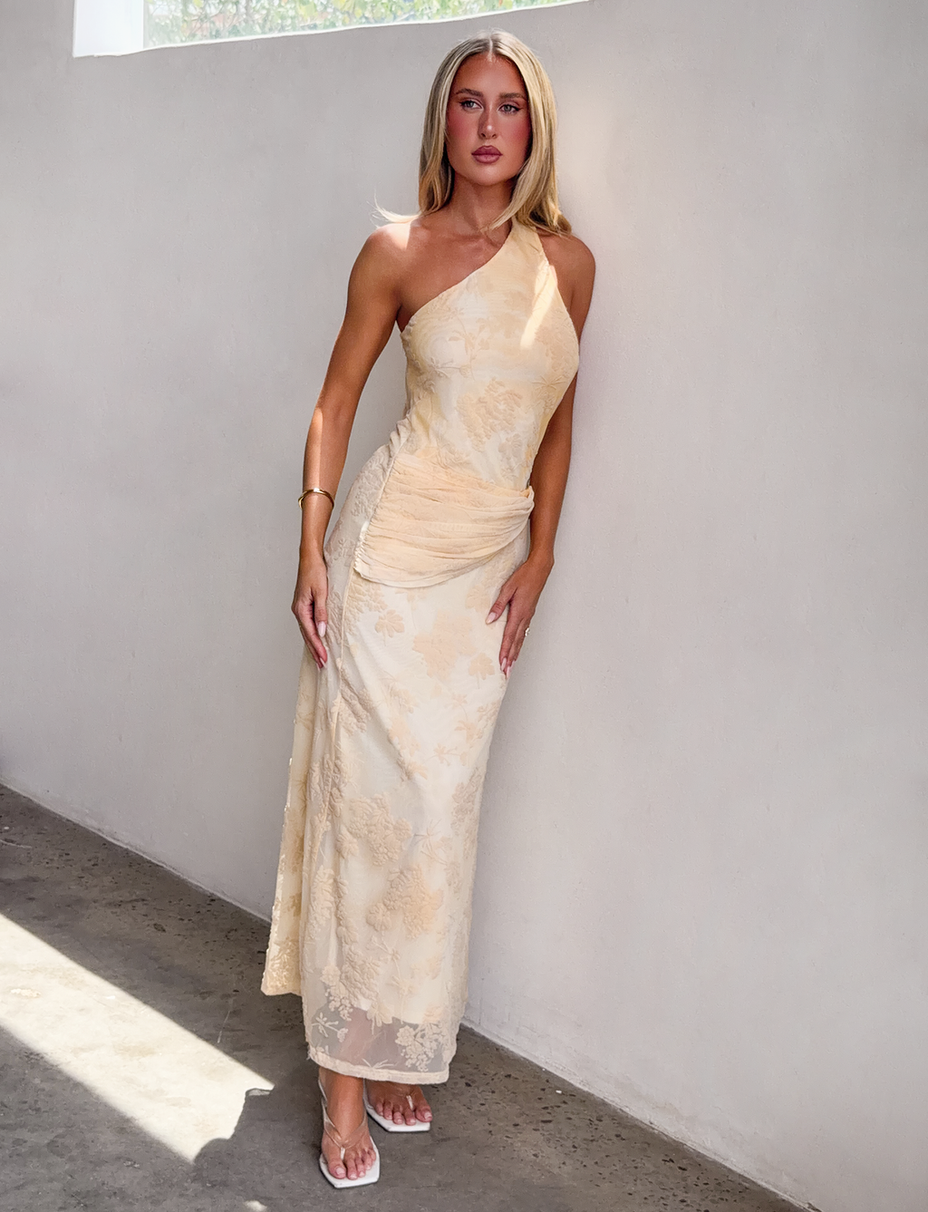 CHARLYSE ONE SHOULDER MAXI DRESS - BUTTER YELLOW