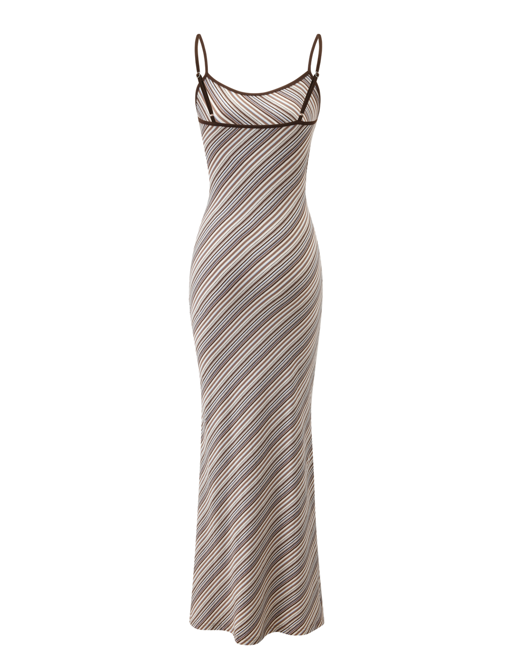 SLOANE MAXI DRESS - TAN AND CHOC STRIPE