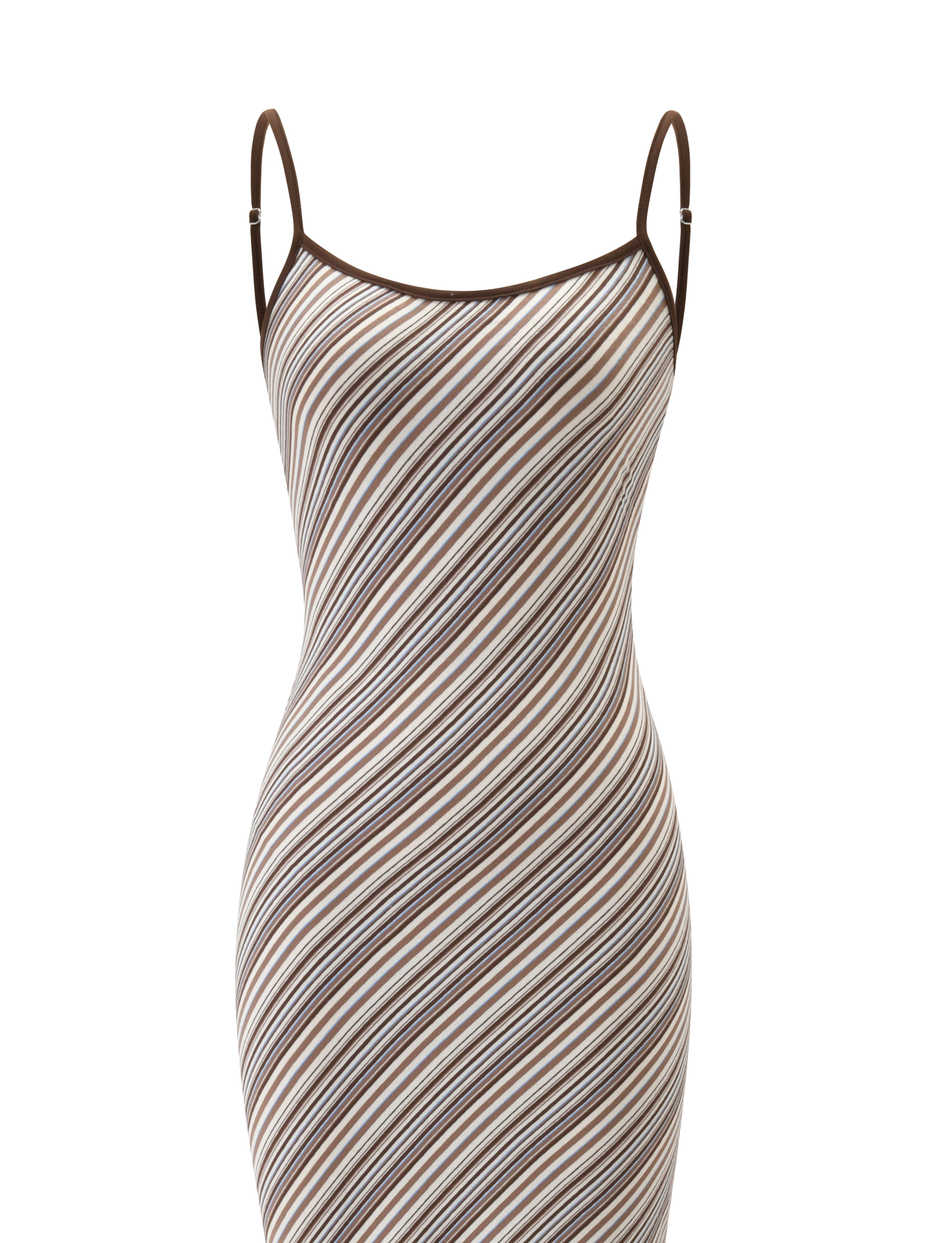 SLOANE MAXI DRESS - TAN AND CHOC STRIPE