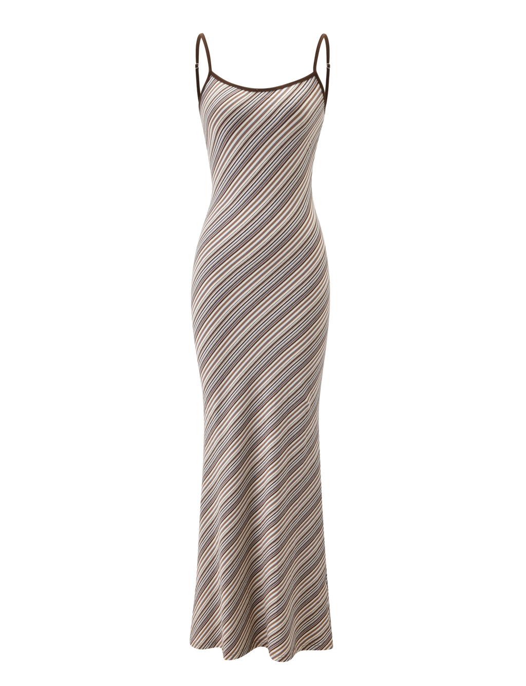 SLOANE MAXI DRESS - TAN AND CHOC STRIPE