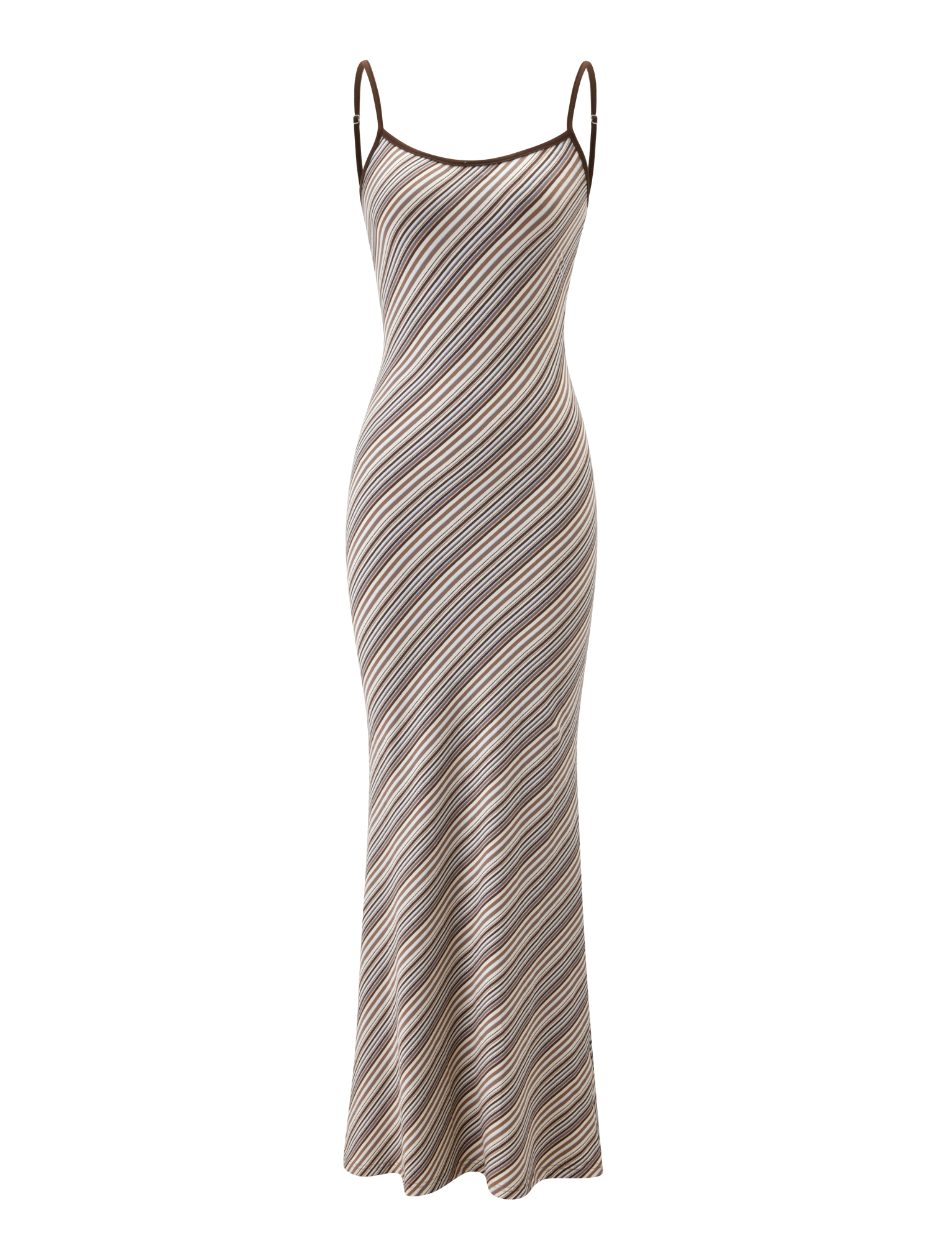 SLOANE MAXI DRESS - TAN AND CHOC STRIPE