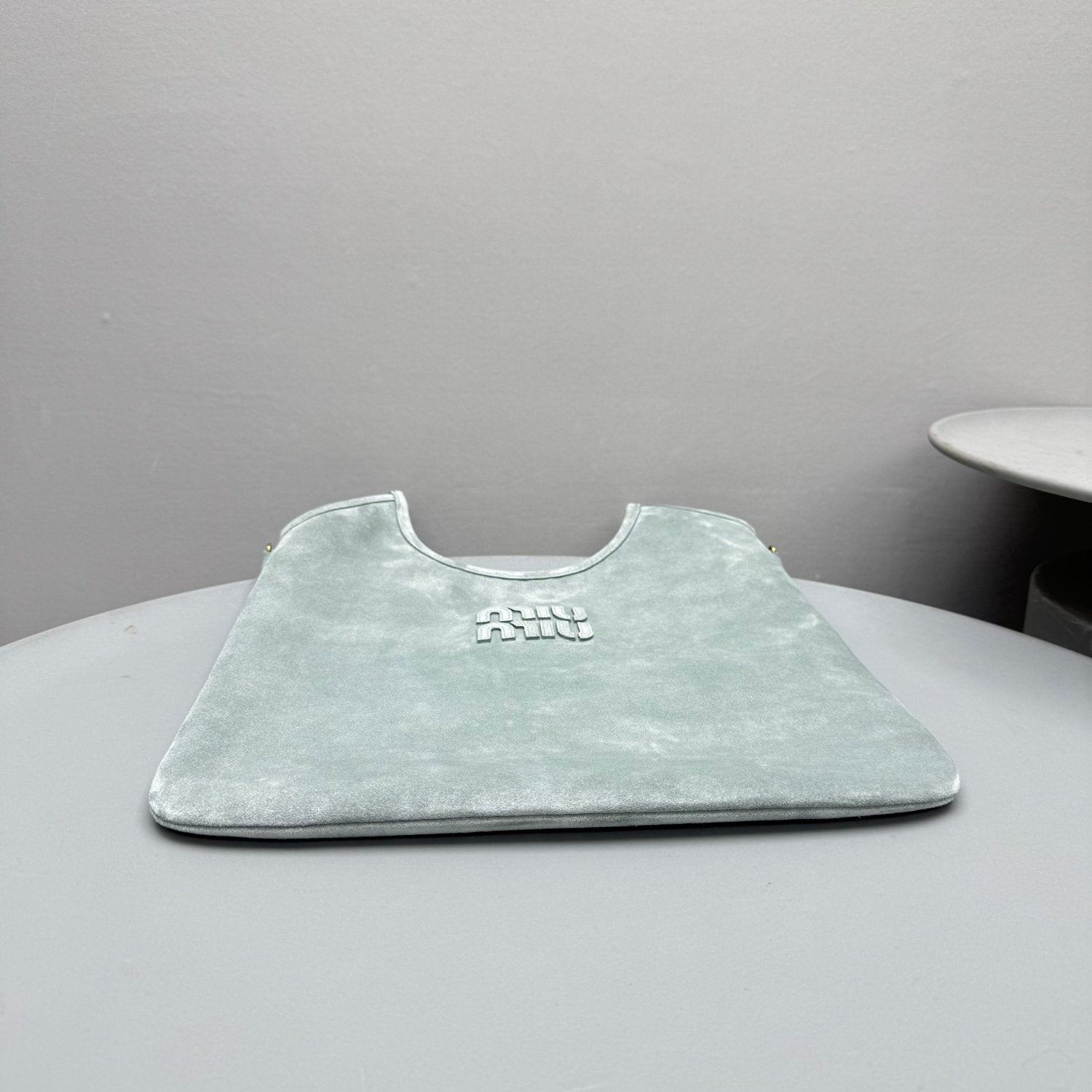 MiuMiu Light Blue Ivy Tote Bag Fashionable Casual Large-capacity Shoulder Bag With Handles Solid Color Logo Suede Bags #84214A