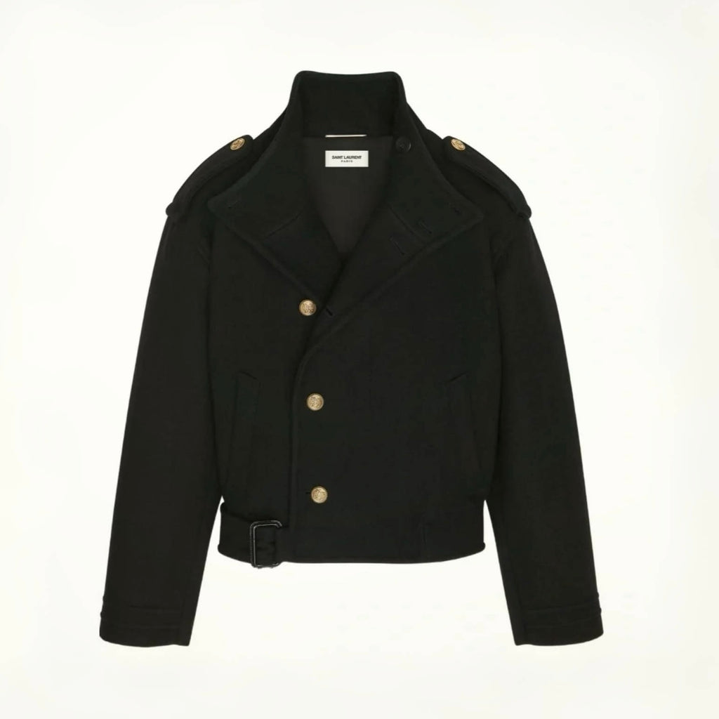 Saint Laurent Men's Spring And Fall Solid Color Wool Lapel Single-Breasted Loose Jacket Long-Sleeved Coat Ngvp #7358