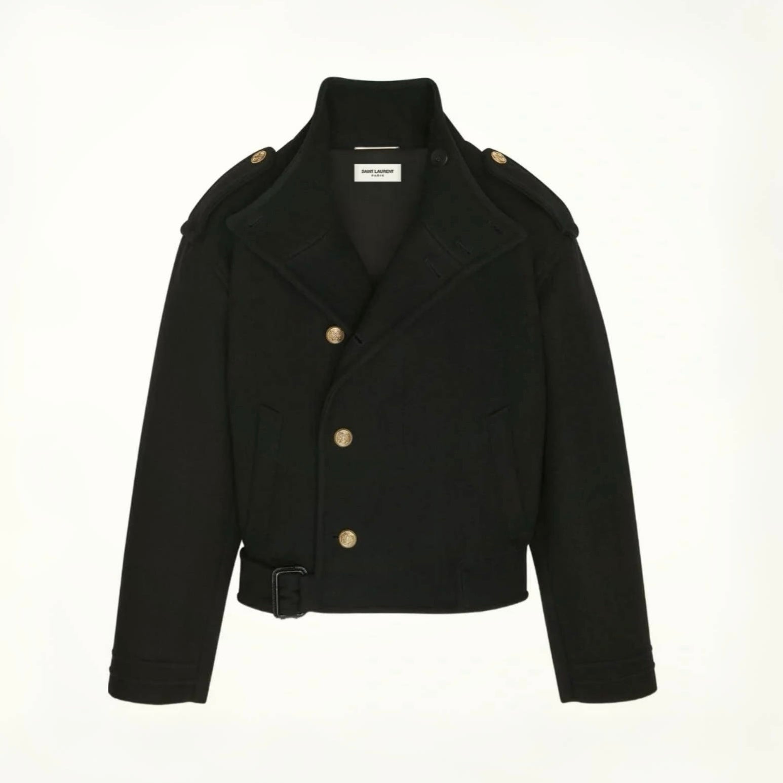 Saint Laurent Men's Spring And Fall Solid Color Wool Lapel Single-Breasted Loose Jacket Long-Sleeved Coat Ngvp #7358