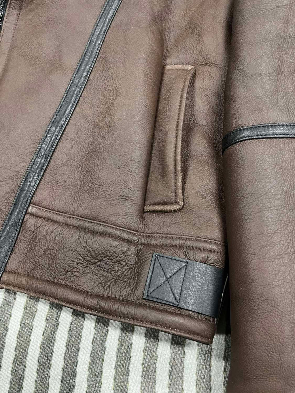 Loewe Men's Autumn And Winter Shearling Pilot Jacket Solid Color Zipper Lapel Loose Leather Jacket ﻿Ngvp #9776