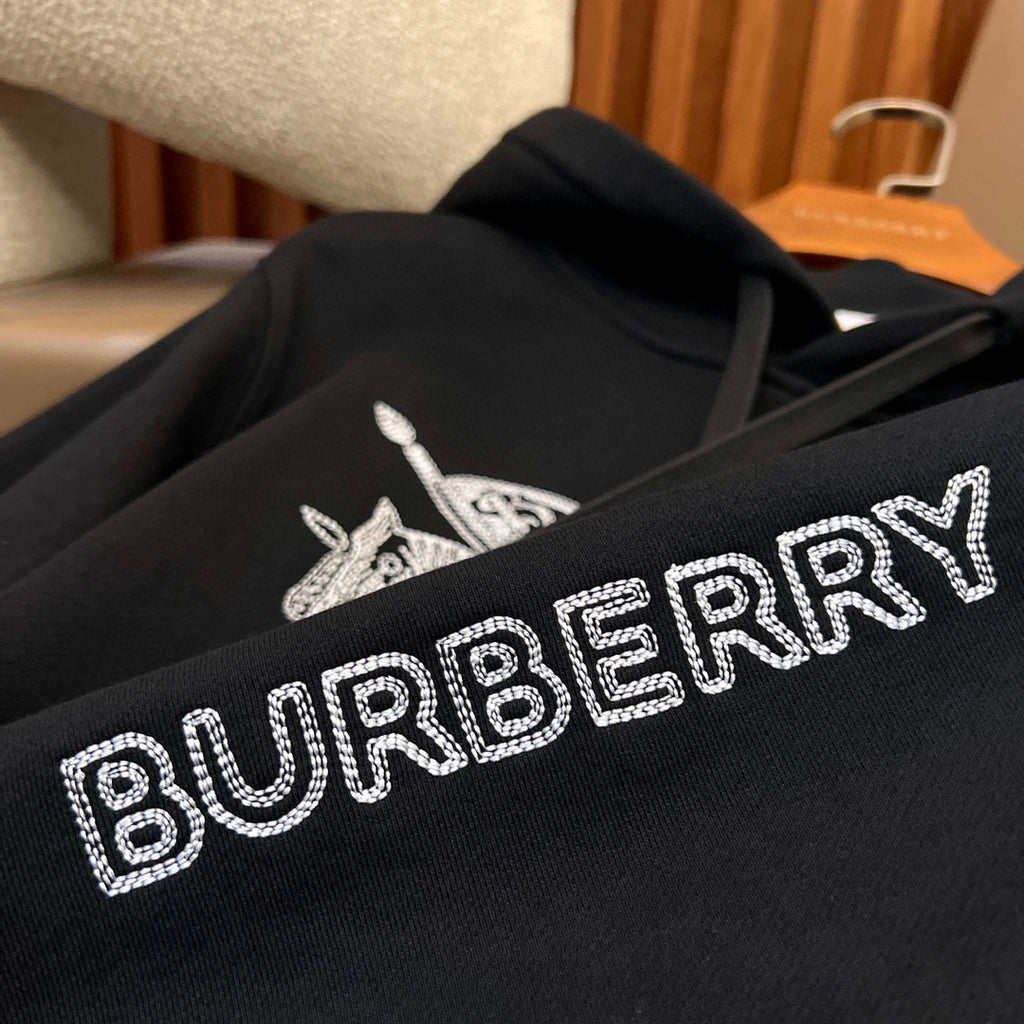 Burberry Embroidered Knight Pattern Hooded Sweatshirt Pullover #96225