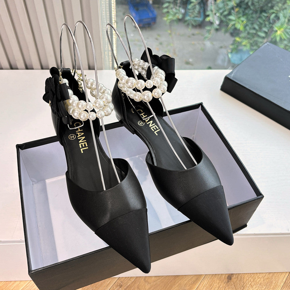 Chanel 25S Braided Mary Jane Toe Pearl Sandals #334482