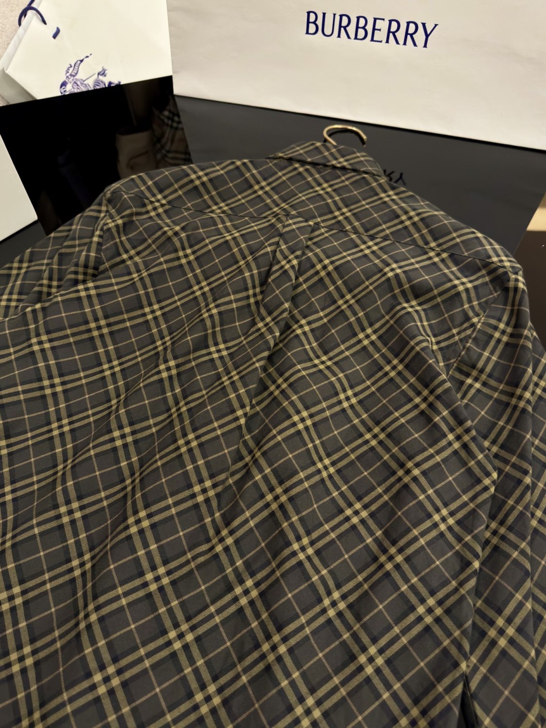 Burberry Men's Spring/Autumn Fashion Casual Loose Checkered Pattern Single Breasted Button Down Collar Long Sleeved Shirt #78318