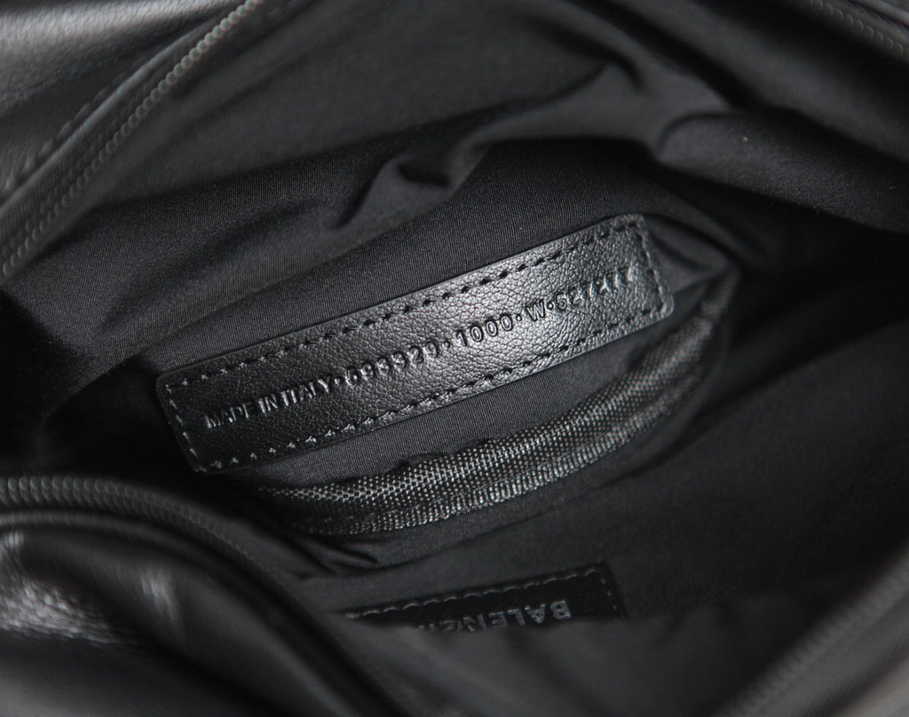 Balenciaga Explorer Men's Letter Print Zipper Closure Black Grained Cowhide Leather Single Shoulder Crossbody Belt Bag Bags #77711