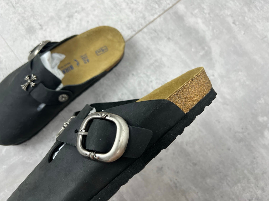 Chrome Hearts x Birkenstock Men's And Women's Spring Summer Round Toe Buckle Slippers Vacation Fashion Trend Cross Logo Sandals Shoes #77682