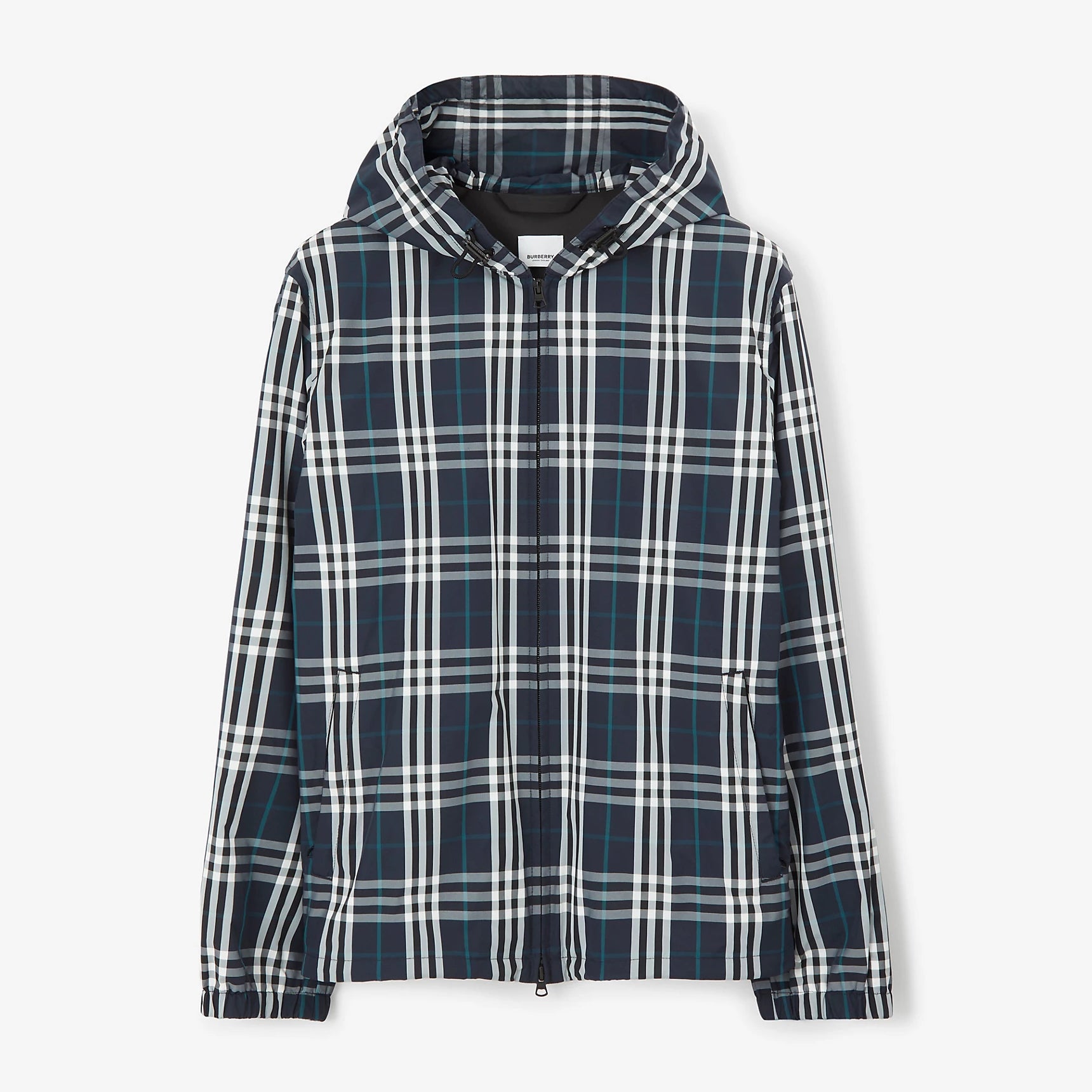 Burberry Men's Spring and Autumn Blue Plaid Hooded Zipper Long Sleeve Jacket #98568