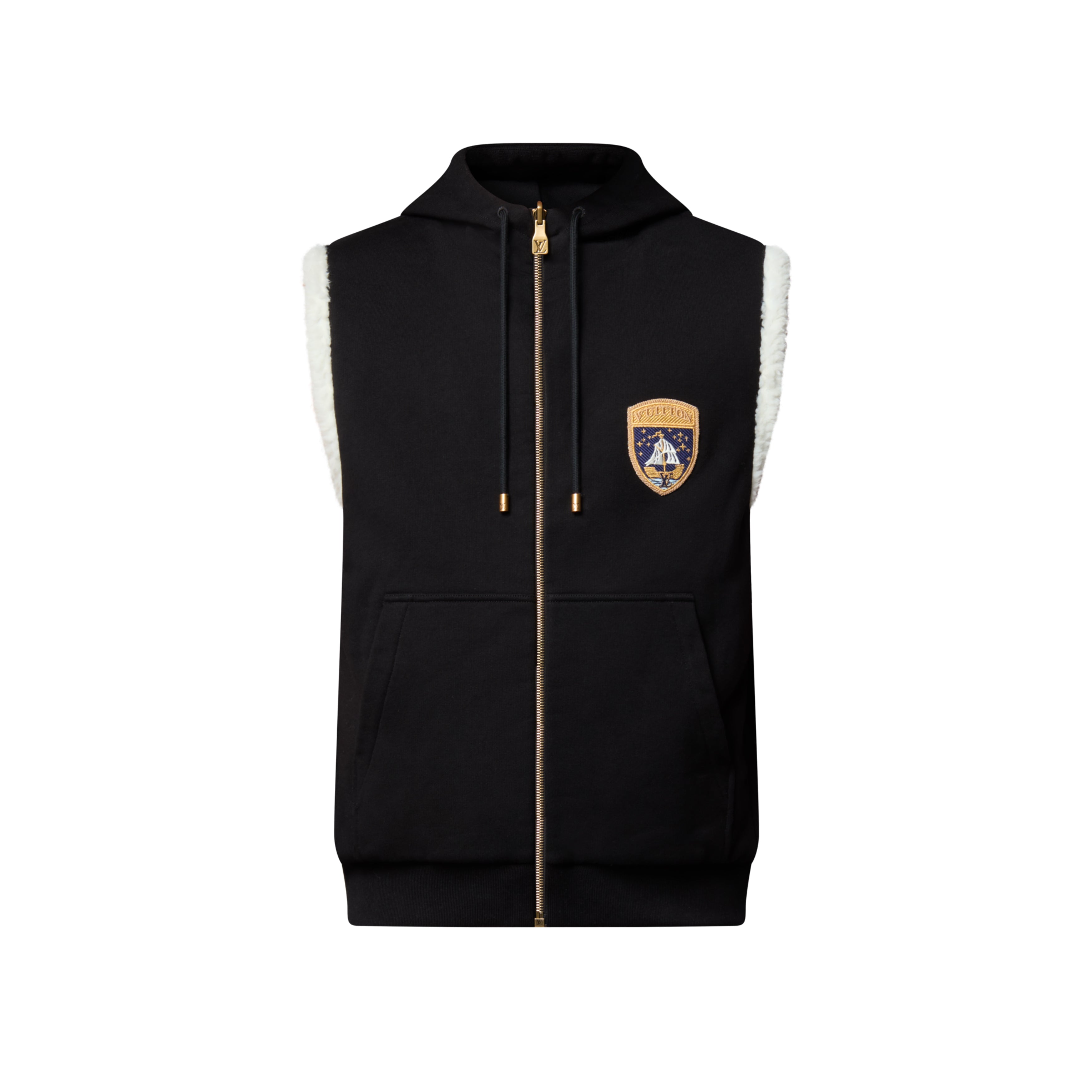 Louis Vuitton Men's And Women's Fall/winter Casual Fashion Hooded Zipper Jacket  Reversible Sleeveless Vest With Shield Logo And Fleece Lined Vest Jacket #79261