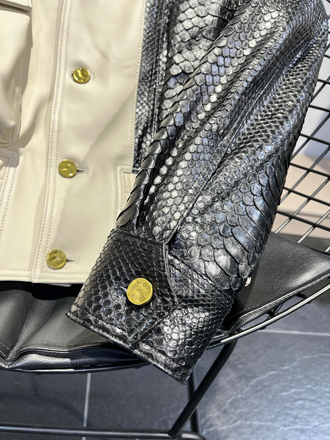 Louis Vuitton Leather Long Sleeved Patchwork Leather Jacket #21699