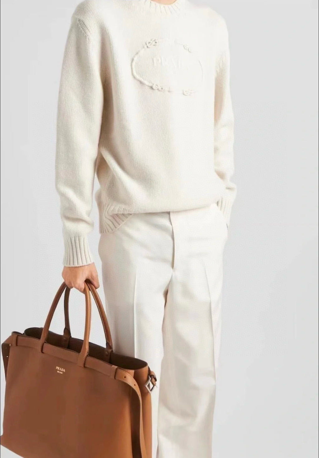 Prada Men's Spring and Autumn Solid Color Splicing Round Neck Embroidery Printed Logo Long Sleeve Sweater Pullover #98666