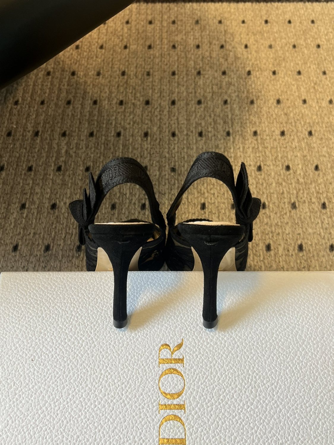 Dior Women's J'Adior Slingback Pump Spring/Summer Autumn Flower Embroidered Bow High Heels Pointed Thin Heels Casual Shoes Heel Height 6.5cm Heel Height 10.5cm #81722