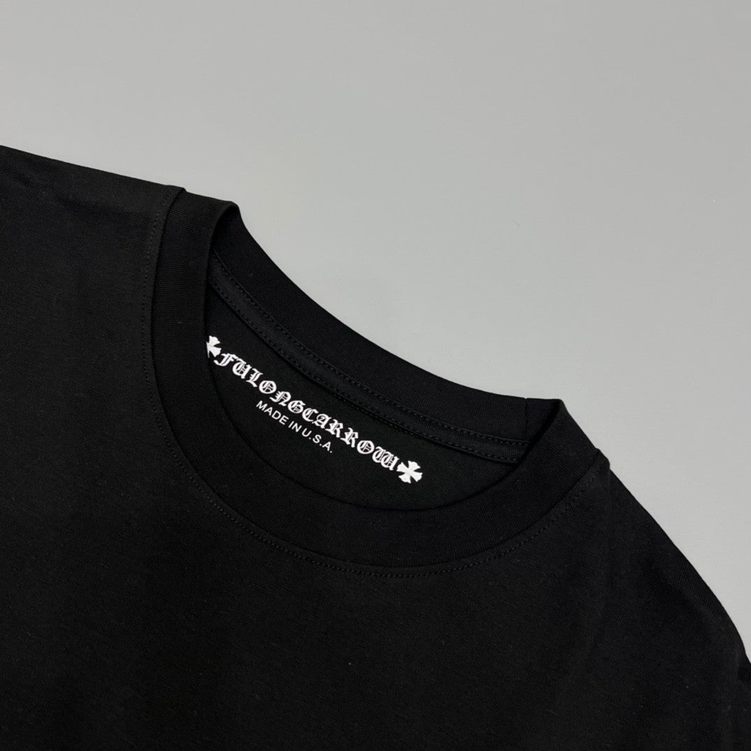 Chrome Hearts Men's and Women's Summer Neckline Sanskrit Letter Round Neck Cotton Short Sleeve T-shirt #72261