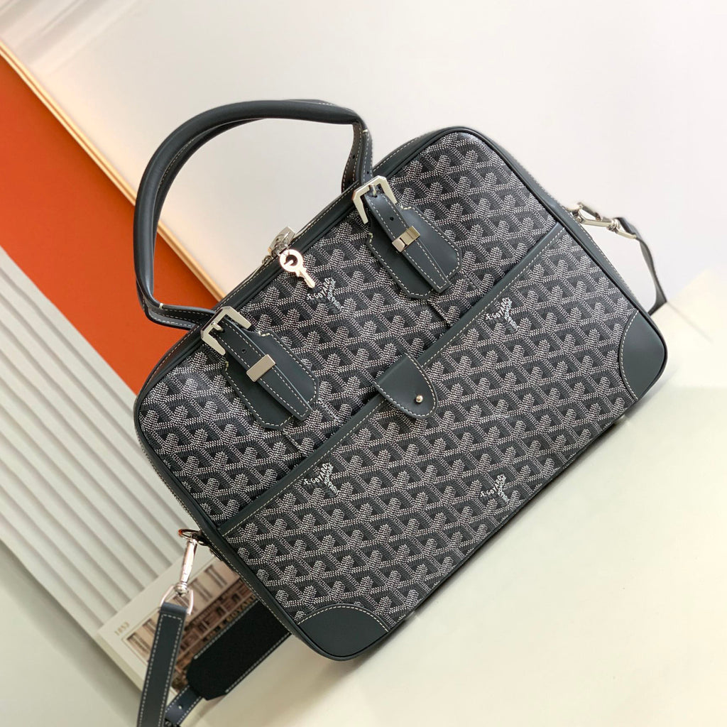 Goyard Men's & Women's Fashion Classic Distressed Full Print Zipper Closure Leather Handle Briefcase Tote Bag Bags #79434