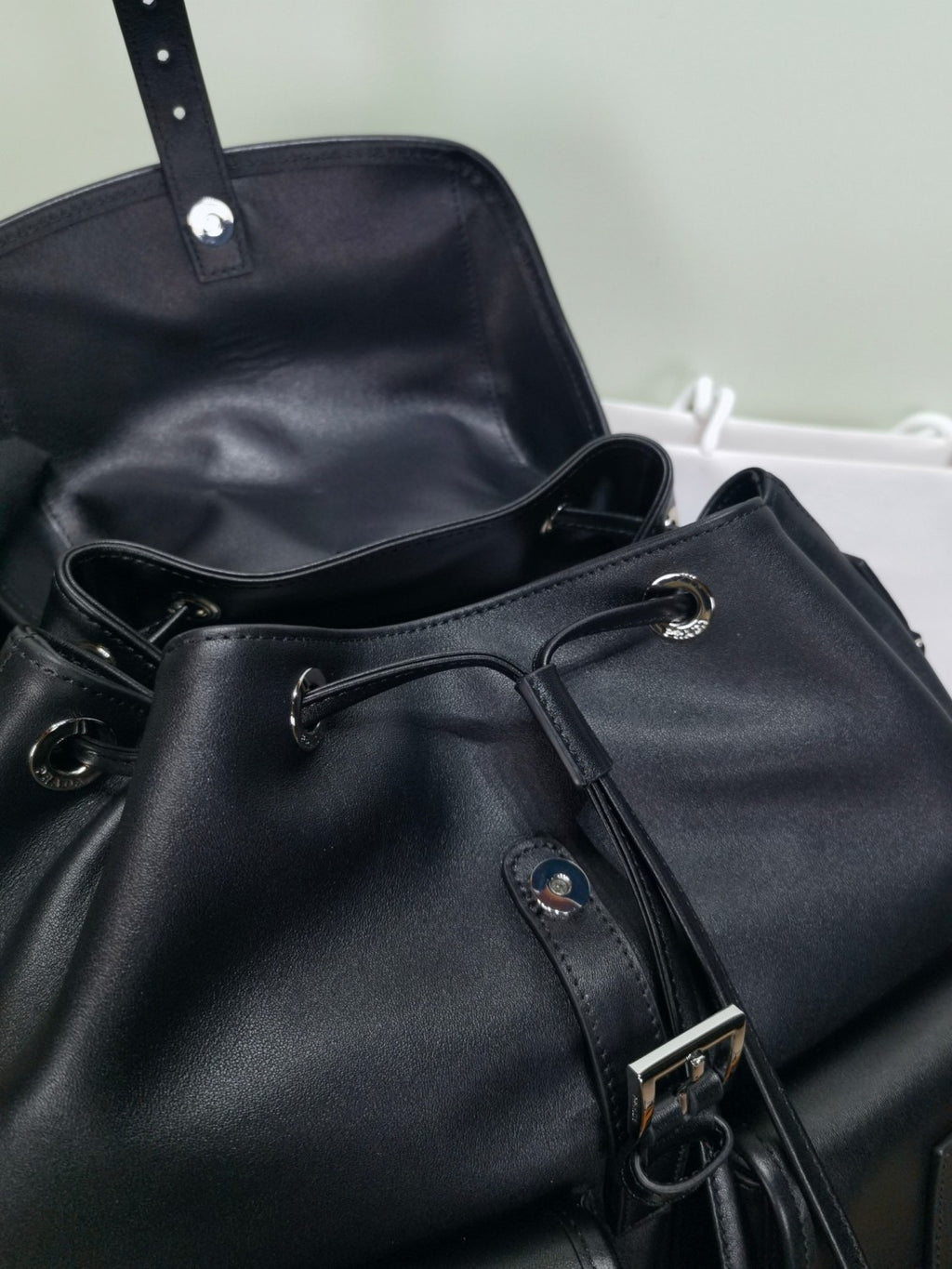 PRADA Black Medium Leather Backpack #383384