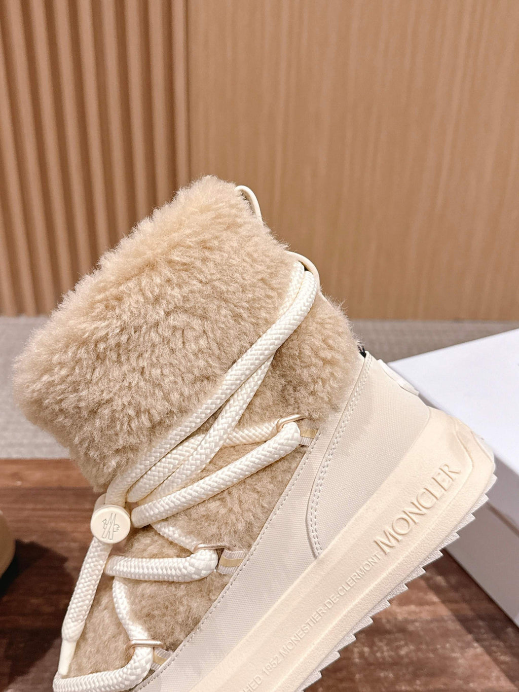 Moncler Light Beige Moncler Altive Mid Teddy Snow Boots #334369