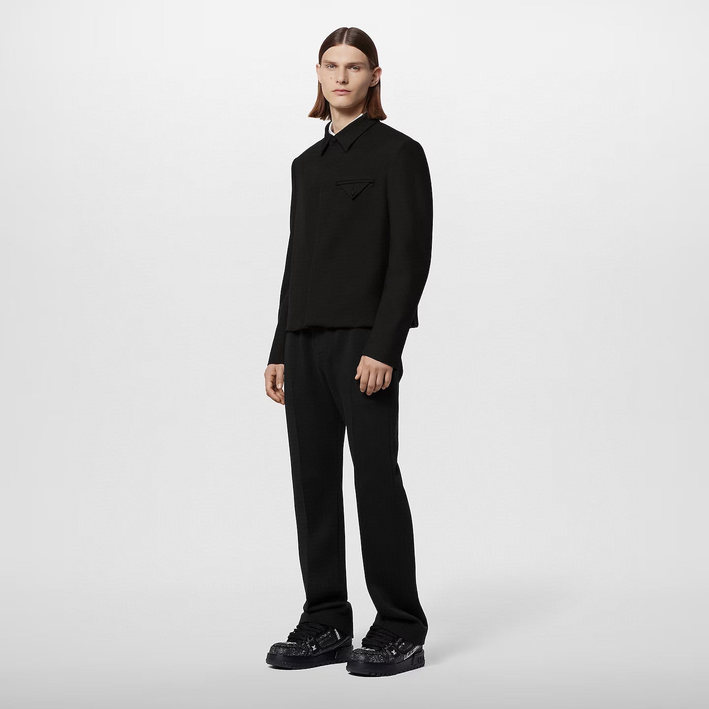 Louis Vuitton Men's Spring/Autumn Black Logo Letter Beaded Wool Long Sleeve Jacket #98171