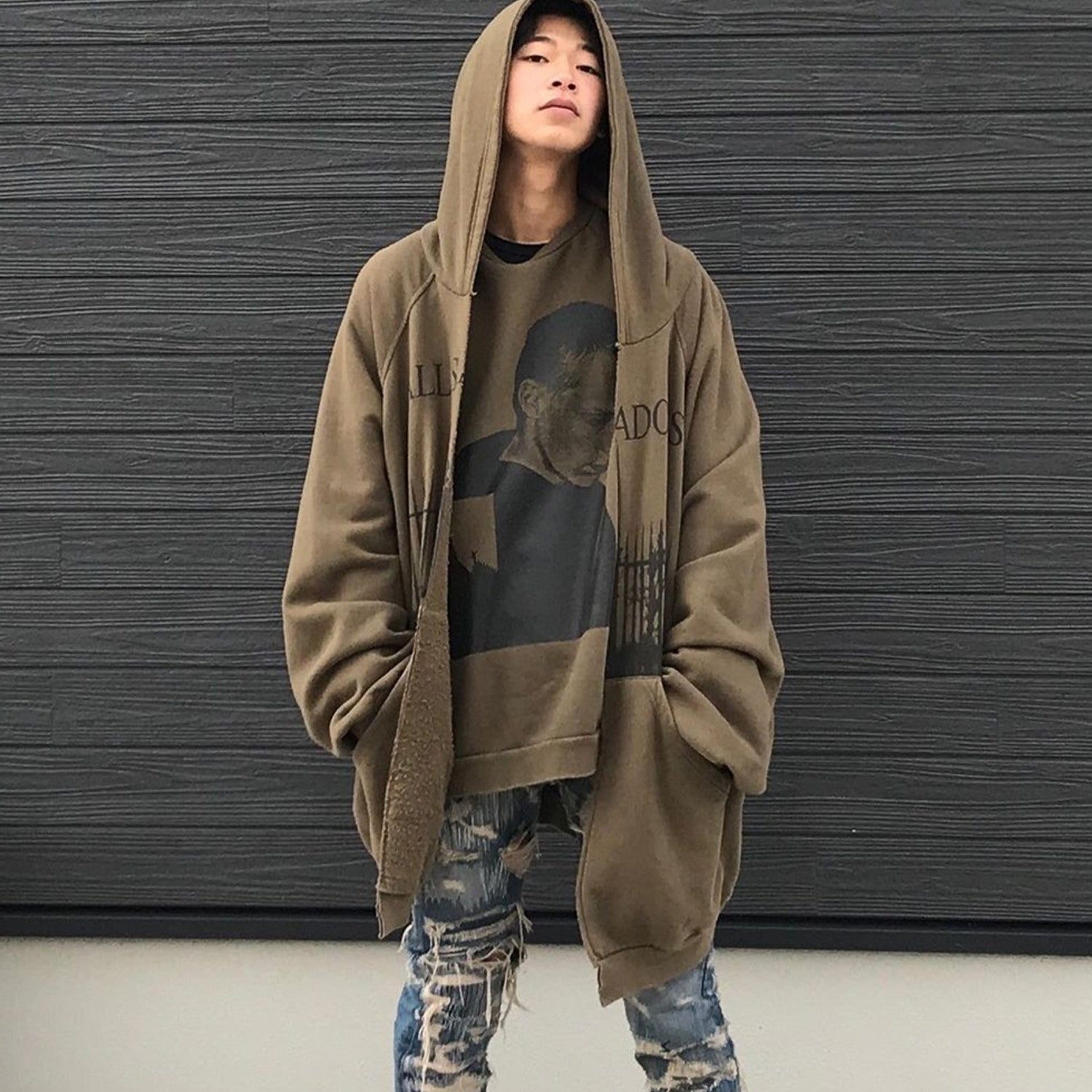 Raf Simons Men's Women's Vintage Loose Cardigan Sweatshirt Letter Printed High Street Trend Hooded Sweatshirt Jacket Ngvp #1629