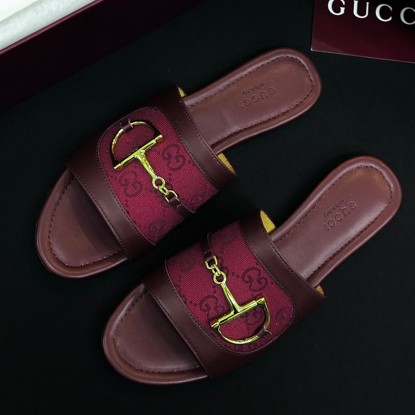 Gucci Women's Summer Fashion Casual Round Toe Flat Leather Horse Bit Buckle Sandals  Shoes #78393