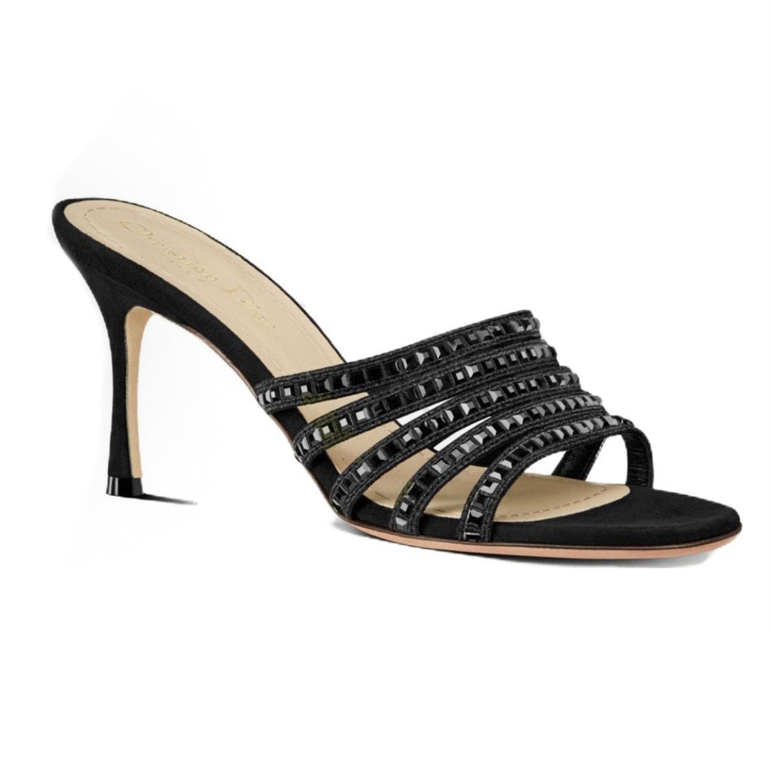 Dior Gem High Heel Fashion Sandals Slippers Women's Spring And Summer Black Silver Gold 8cm Leather Shoes Heel Fashion Temperament Sexy High Heel Shoes #81416