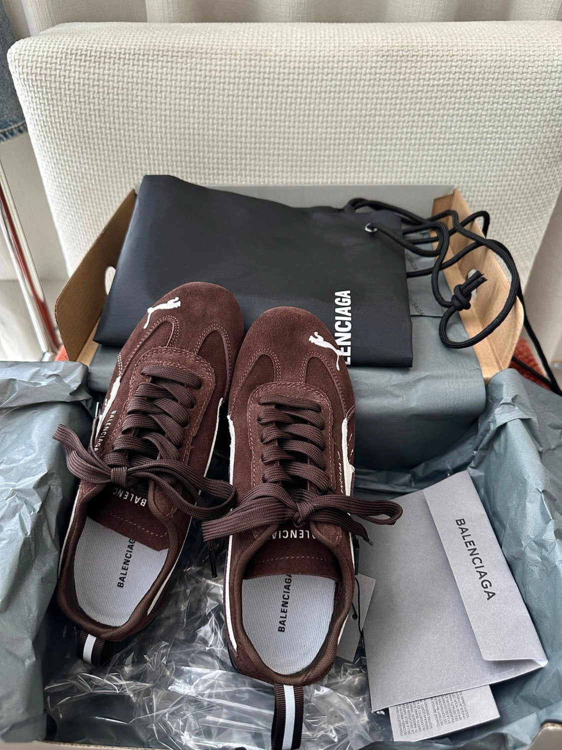 Balenciaga X PUMA SPEEDCAT BALENCIAGA Men's And Women's Spring/fall Fashion Casual Round Toe Lace Up Flat Low Top Thin Suede Sneakers Casual Shoes #79286