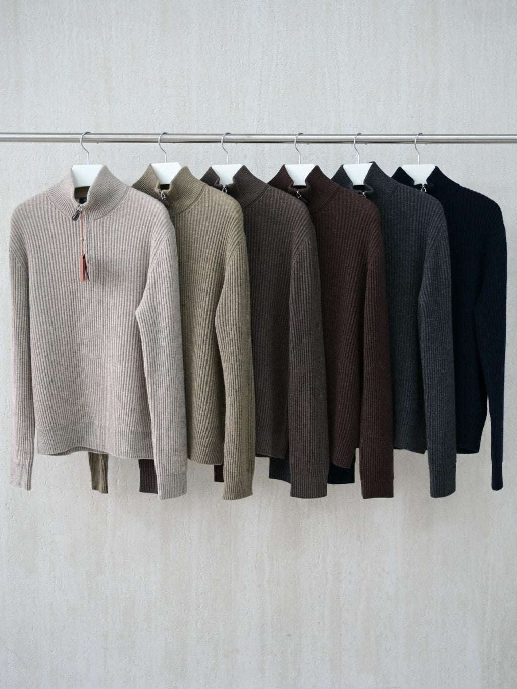 Loro Piana Plane Tree Men's Sweater Ribbed Turtleneck Half-zip Pullover Long-sleeved Cashmere Sweater #332989