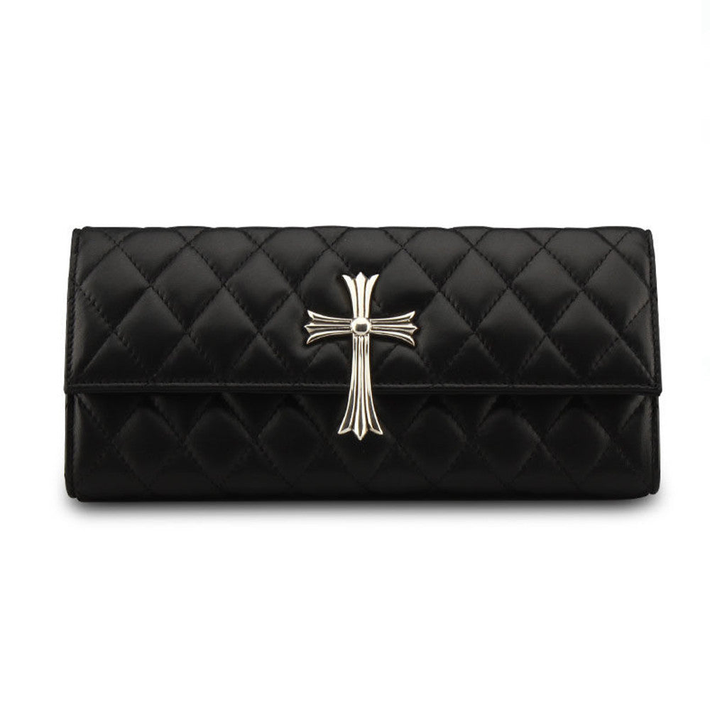 Chrome Hearts Diamond-patterned Black Crossbody Clutch Evening Bag Retro High-street Fashion Wallet Bags #195951