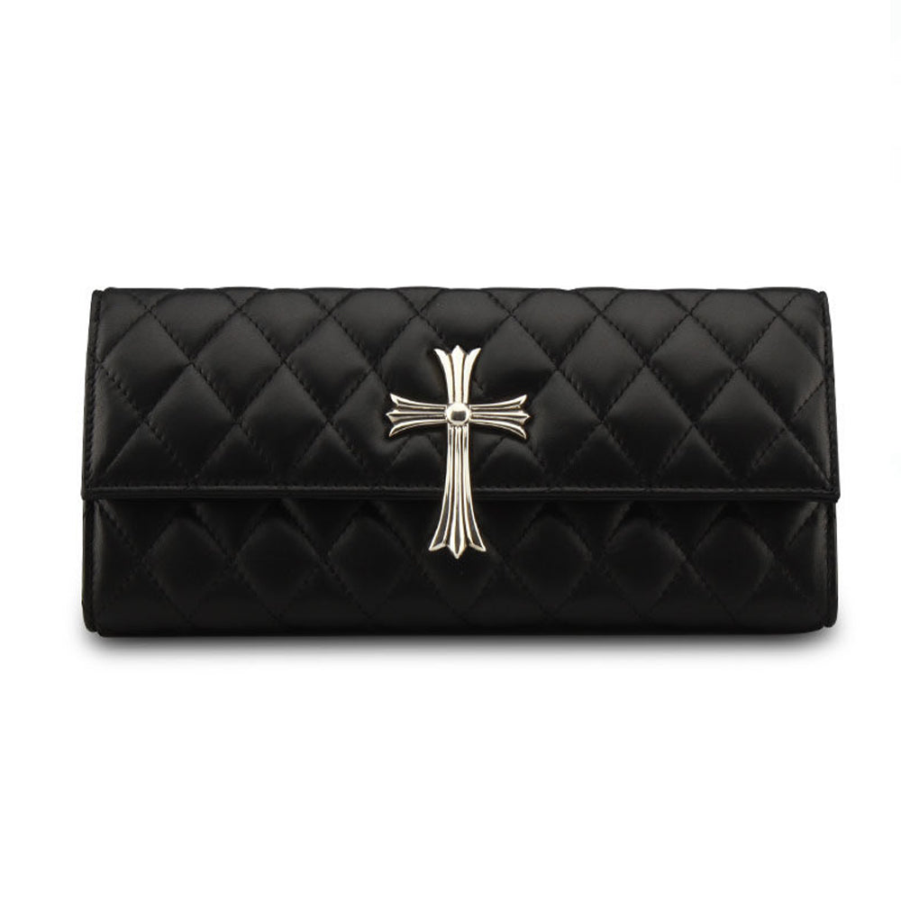 Chrome Hearts Diamond-patterned Black Crossbody Clutch Evening Bag Retro High-street Fashion Wallet Bags #195951