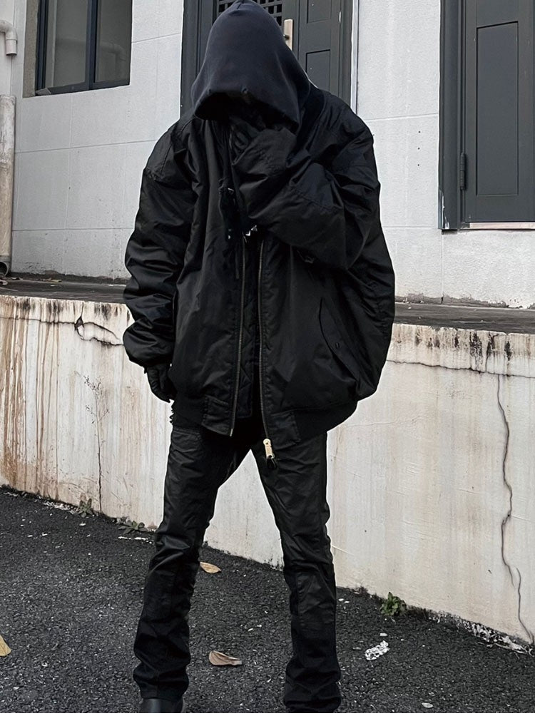 Vetements Men's Women's Spring and Autumn Solid Color Zipper Reversible Wearable Pilot Jacket Loose Casual Jacket #99364
