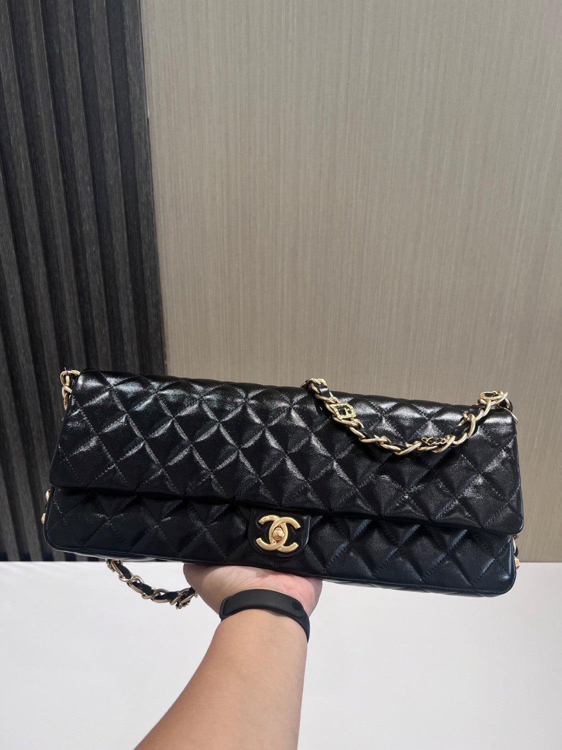 Chanel 24A Chain Shoulder Strap Flap Diamond Shiny Sheepskin Shoulder Crossbody Bag  #333559