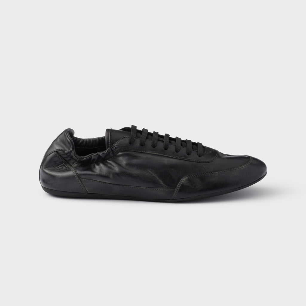 Prada Men's And Women's Spring/fall Fashion Classic Round Toe Lace Up Solid Color Leather Low Top Flat Sneakers Shoes #79215