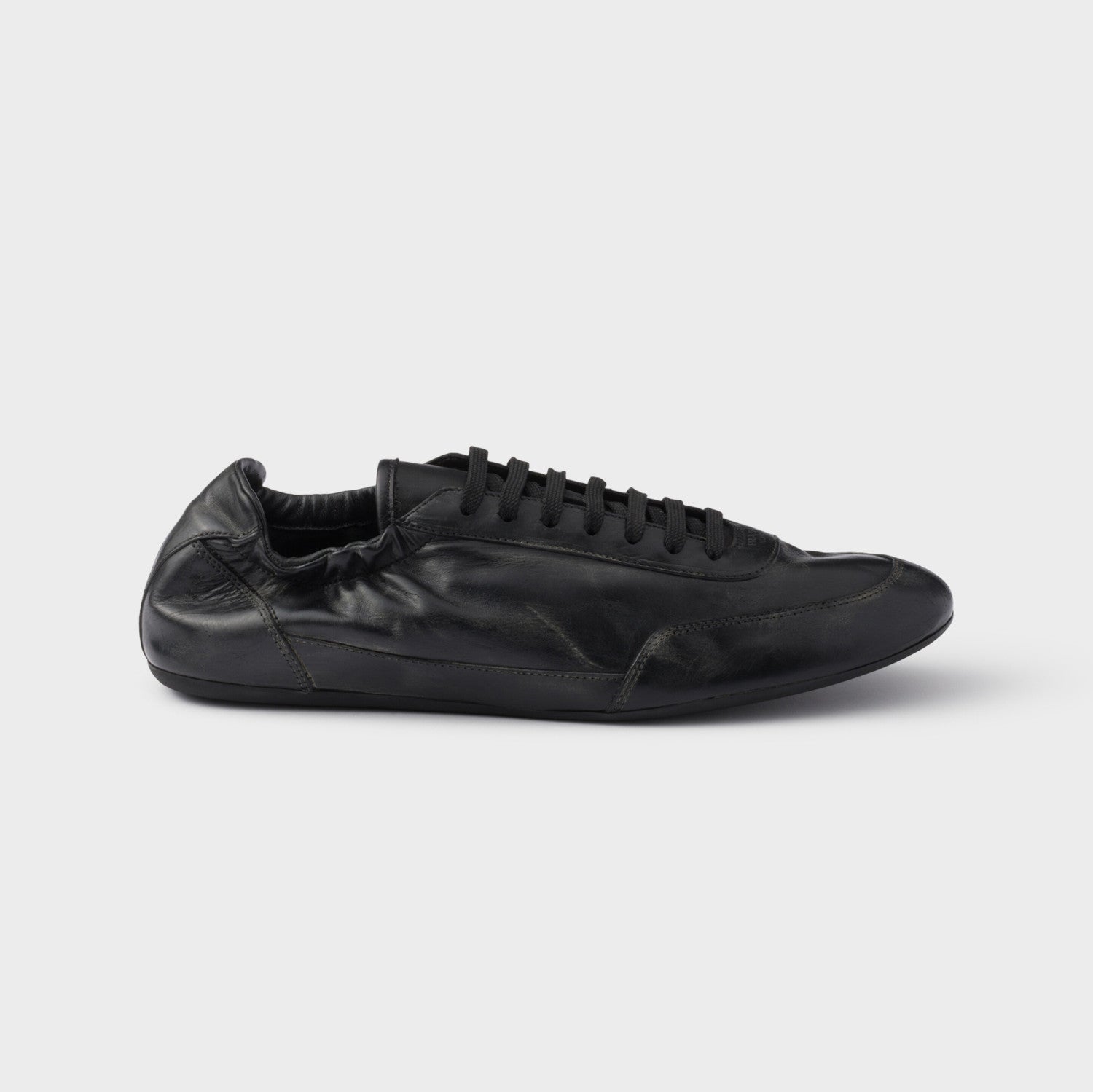Prada Men's And Women's Spring/fall Fashion Classic Round Toe Lace Up Solid Color Leather Low Top Flat Sneakers Shoes #79215