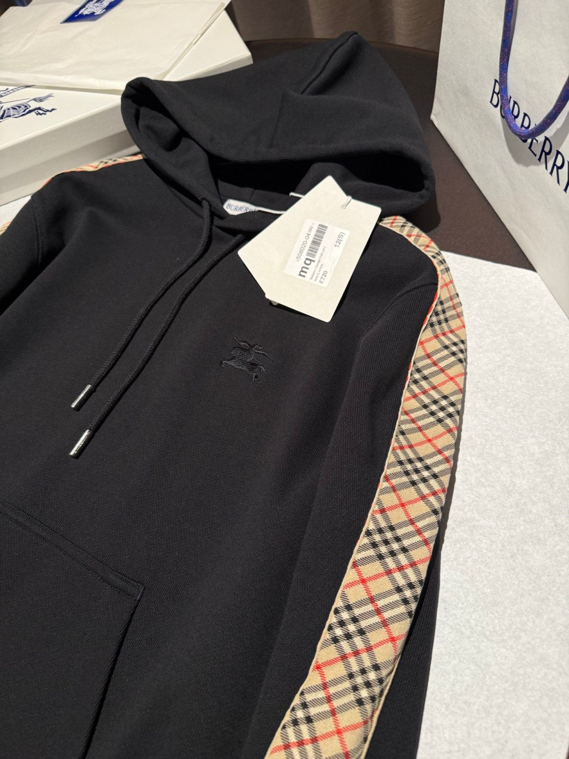 Burberry Men's Spring/Fall Fashion Casual Hooded Zipper Checkered Decorative Cotton Hoodie Jacket #78598