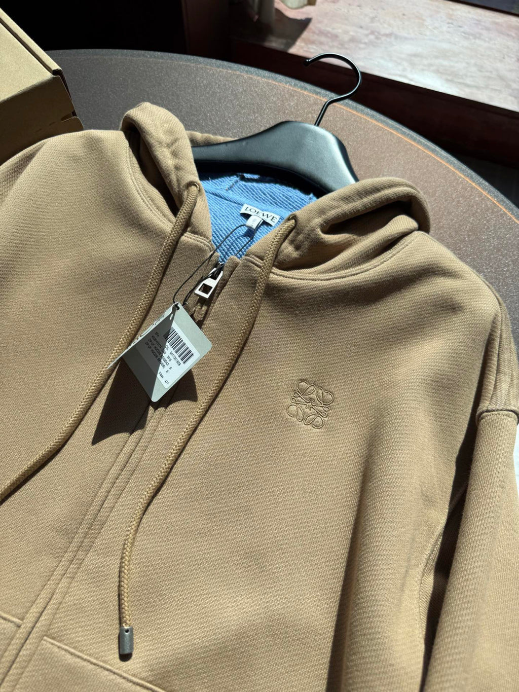 Loewe Zip-up Hoodie in Cotton Beige #333808