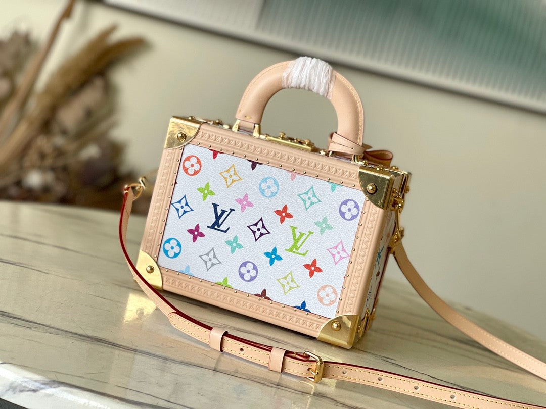 Louis Vuitton LV x TM Petite Valise Women's Detachable Adjustable Shoulder Strap Colorful Letter Printed Coated Canvas Single Shoulder Slanting Handbag Bag Bags #75435