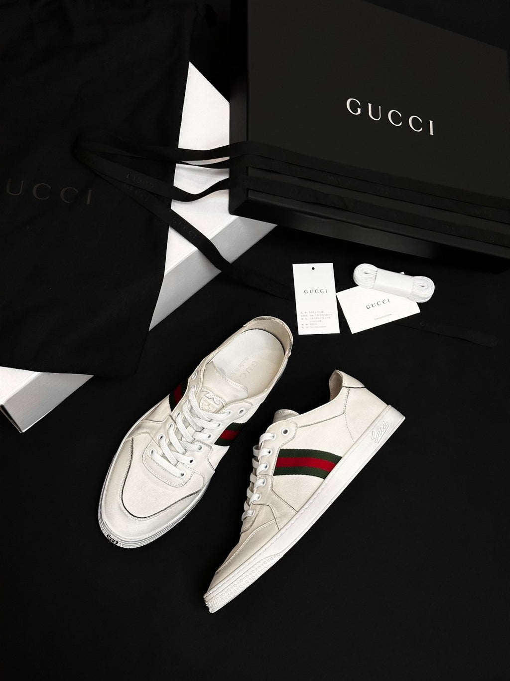 GUCCI Men's Stretch Low-top Sneaker in White Leather #378601