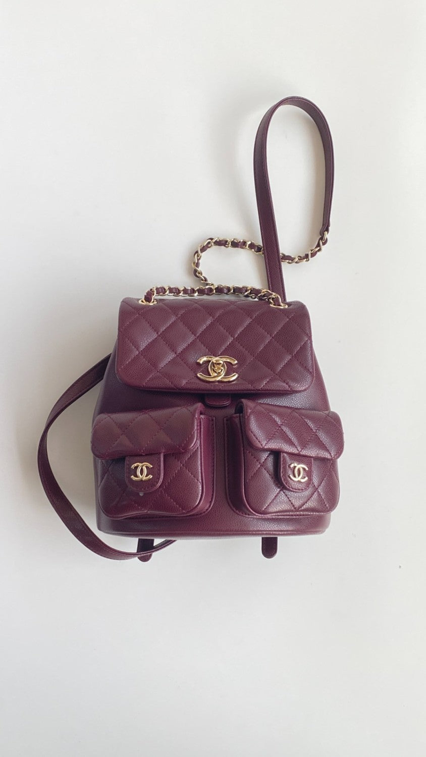 Chanel Women's Duma Bordeaux Red Leather Frog Large Backpack #332640