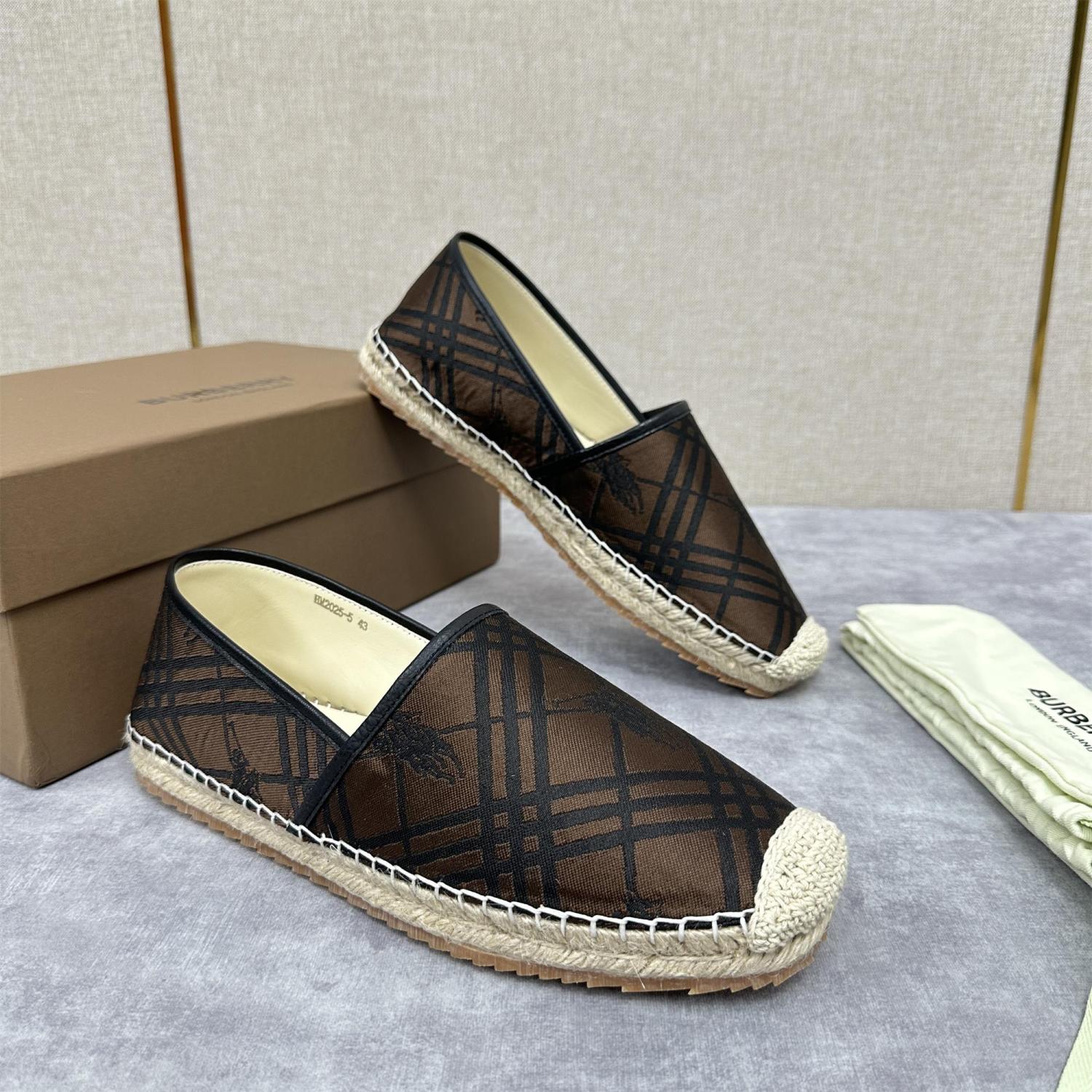 Burberry Men's Spring Summer Check Print Mews Cotton Woven Loafers Shoes #76884