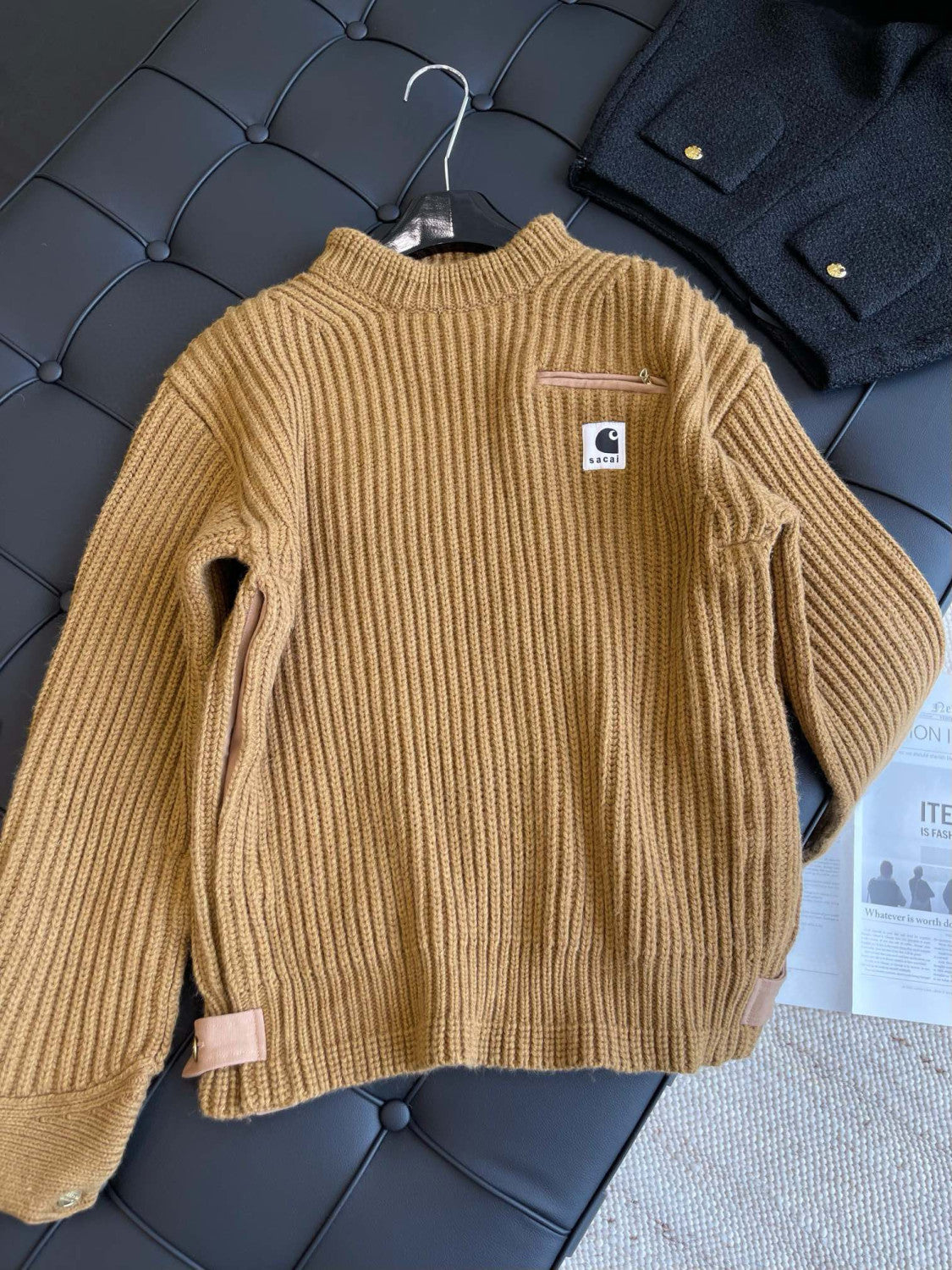 Sacai x Carhartt WIP Men's And Women's Models Autumn And Winter Loose Casual High Neck Long Sleeve Knitted Jumper Pullover #97645